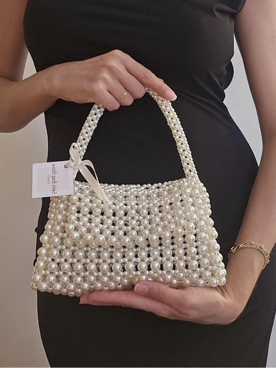 Zara Handbags - Zara Pearl Beaded Handbag - Ivory Elegant Evening Bag